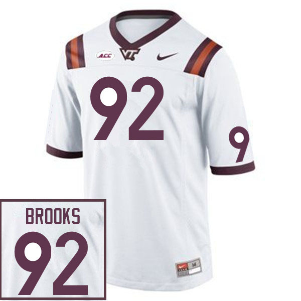 Men #92 Sam Brooks Virginia Tech Hokies College Football Jerseys Sale-White - Click Image to Close